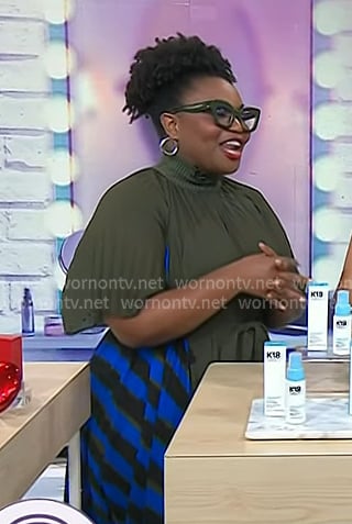 Jessica Cruel’s army green pleated dress on Today
