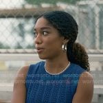 Jessica’s blue pointelle knit vest on Sweet Magnolias
