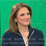 Jill Schlesinger’s navy zip front dress on CBS Mornings