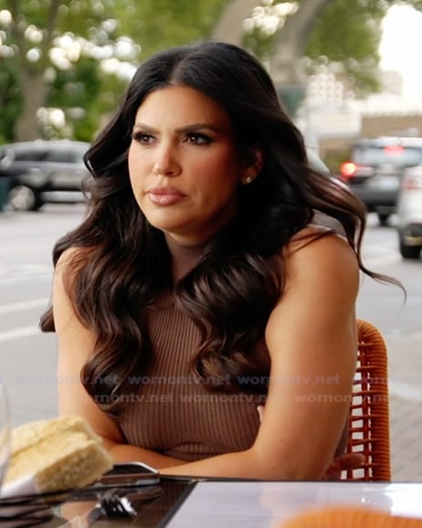Jo-Ellen’s brown ribbed dress on The Real Housewives of Rhode Island