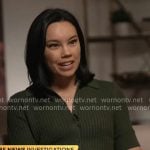 Jo Ling Kent’s green button front knit top on CBS Mornings