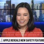 Jo Ling Kent’s red button front top on CBS Mornings
