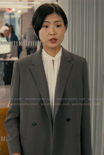 Jocelyn’s gray blazer on Not Suitable For Work