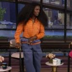Jodie Smith’s orange shirt and pants on Live with Kelly and Mark