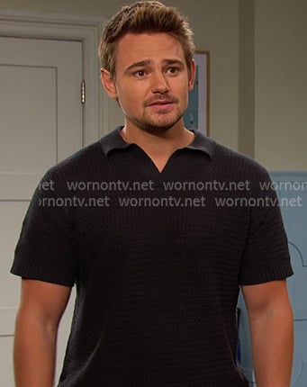 Johnny’s black knit polo on Days of our Lives