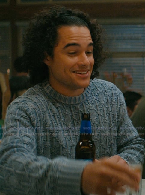 John’s blue diamond knit sweater on Off Campus