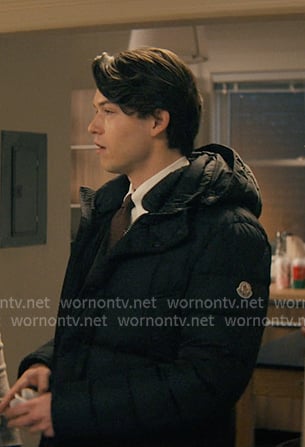 Josh’s blach hooded down jacket on Not Suitable For Work