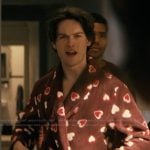 Josh’s heart graphic fleece robe on Not Suitable For Work