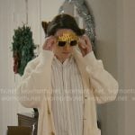 Josh’s white ribbed shawl collar cardigan on Not Suitable For Work