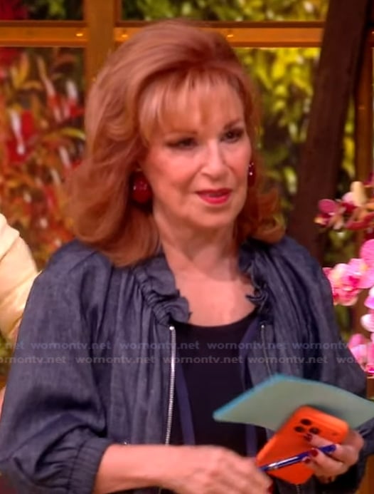 Joy’s gray ruffle neck jacket on The View