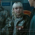 Jules’s green leather cropped jacket on Off Campus
