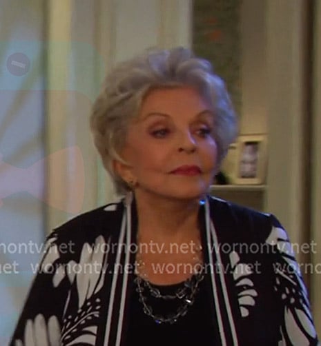 Julie’s black print kimono jacket on Days of our Lives