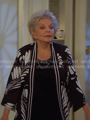 Julie’s black print kimono jacket on Days of our Lives