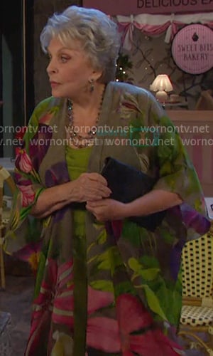Julie’s green floral print kimono on Days of our Lives