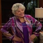 Julie’s purple printed jacket on Days of our Lives