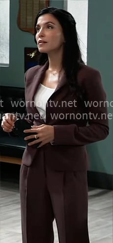 Justine’s brown suit on General Hospital