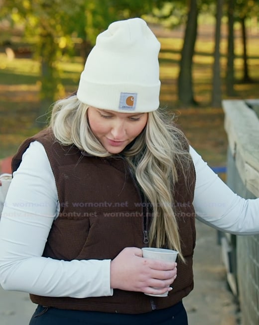 Kacie’s white beanie on The McBee Dynasty Real American Cowboys