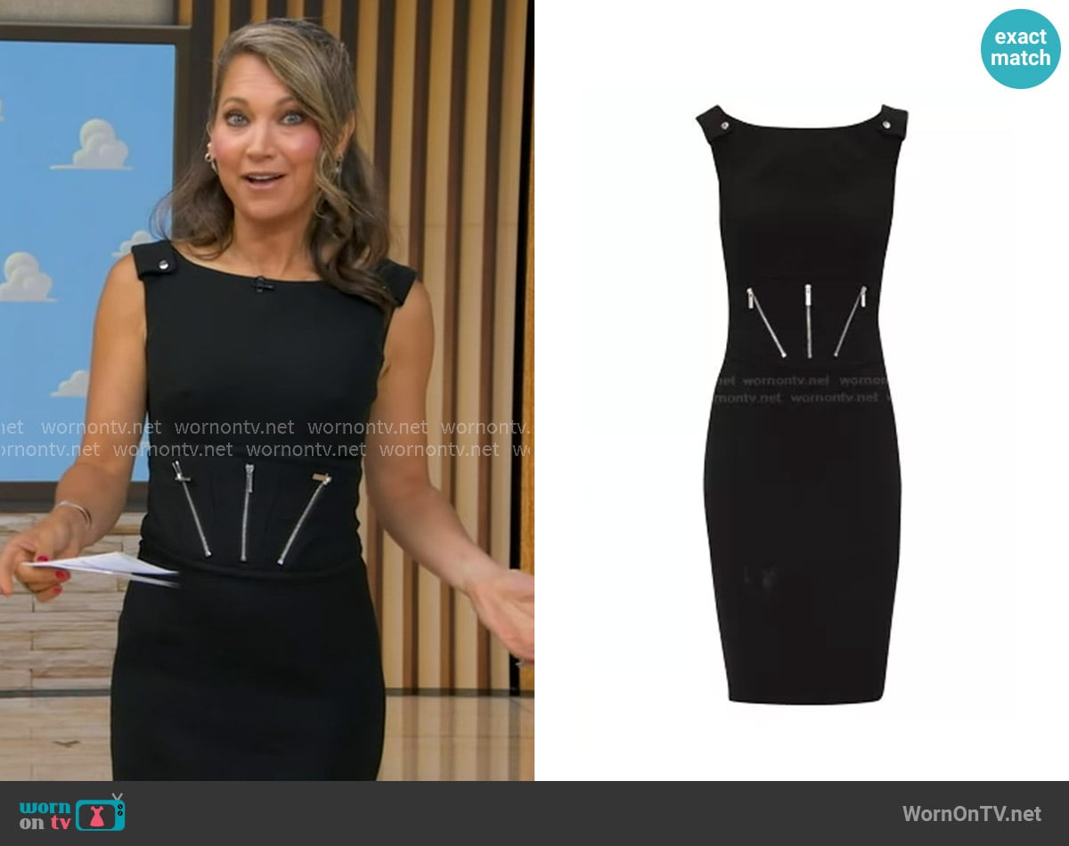 Karen Millen Zip Detail Sleeveless Dress worn by Ginger Zee on Good Morning America