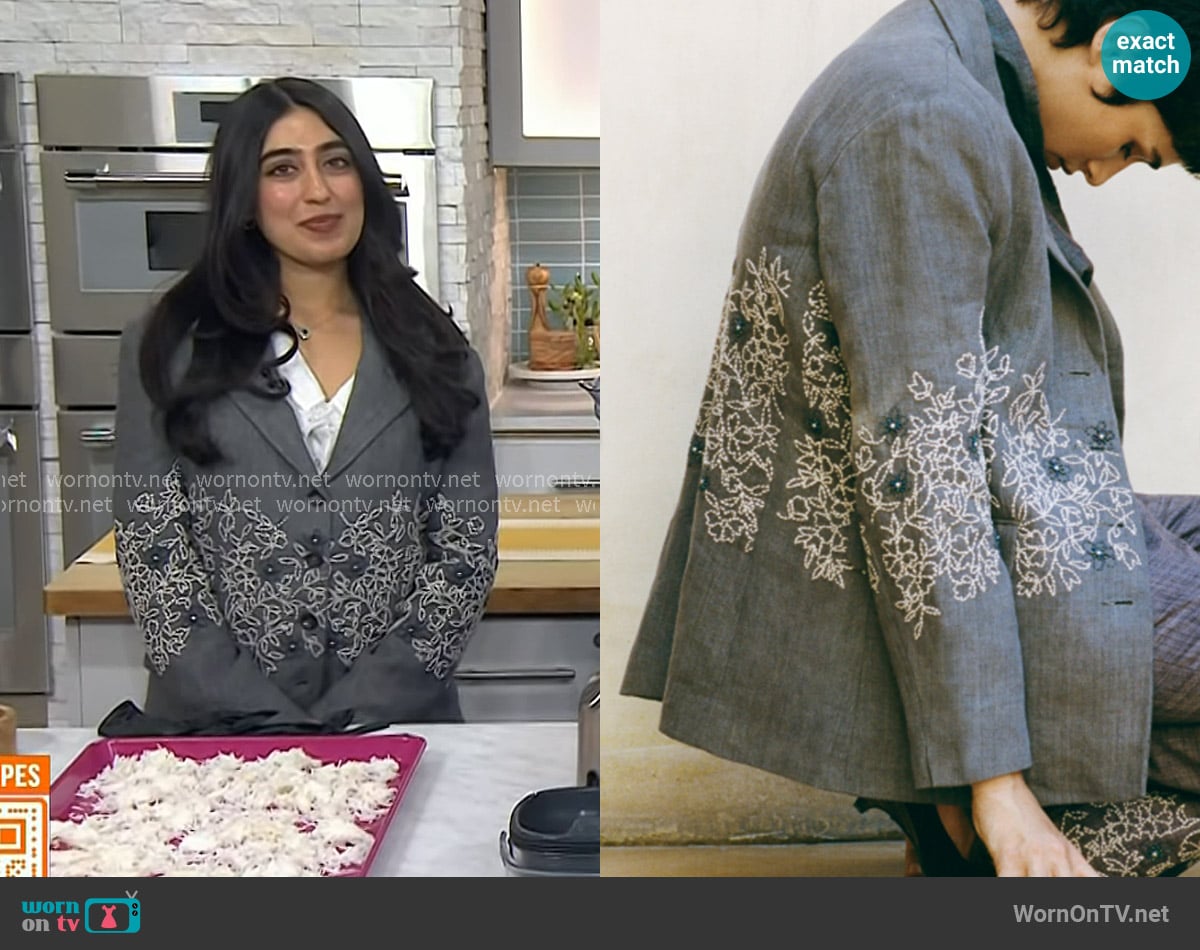 Kartik Research Grey Floral Blazer worn by Samah Dada on Today