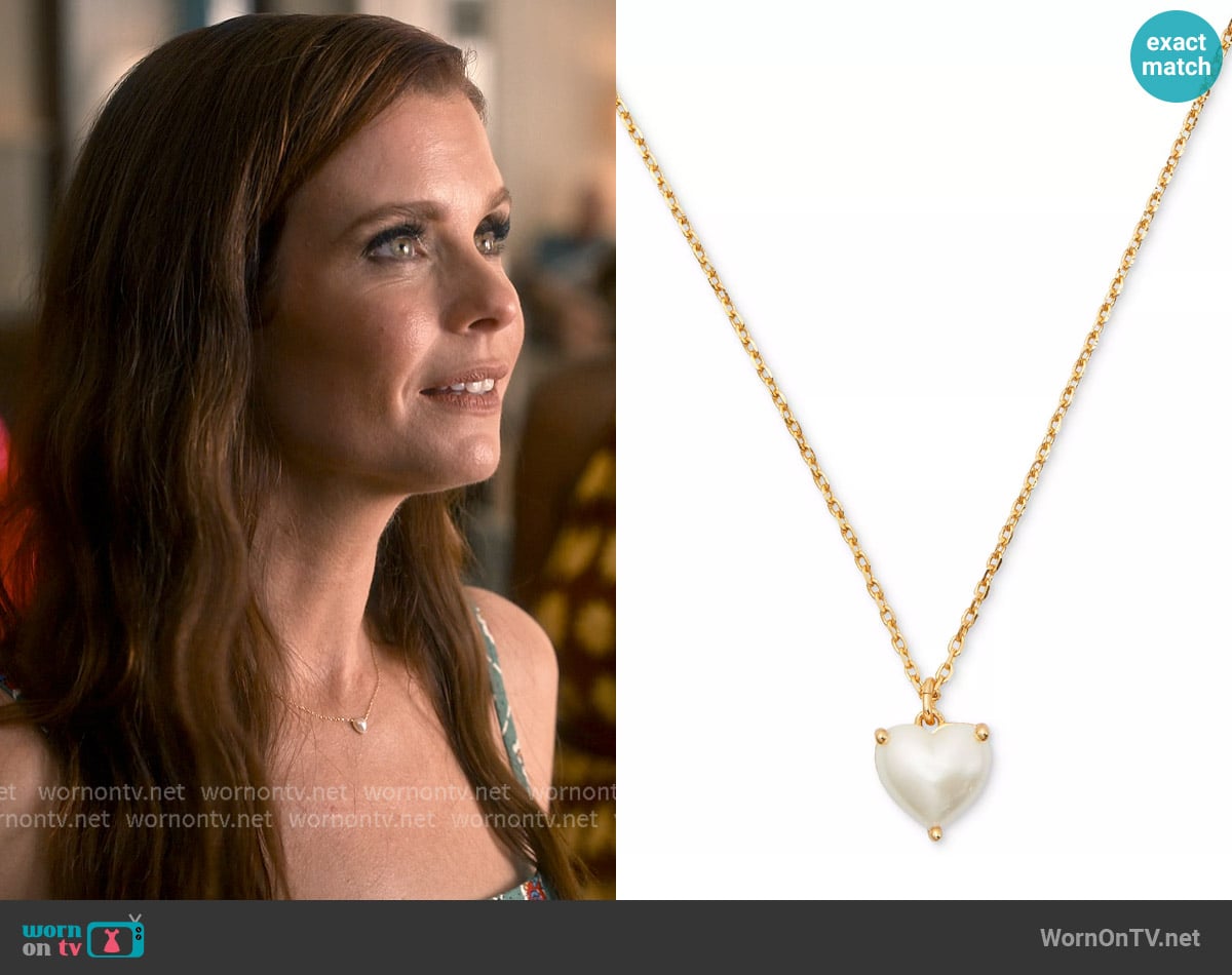 Kate Spade New York Gold-Tone Birthstone Heart Pendant Necklace worn by Maddie Townsend (JoAnna Garcia Swisher) on Sweet Magnolias