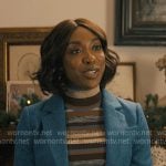 Kate’s striped turtleneck sweater and blue blazer on Not Suitable For Work