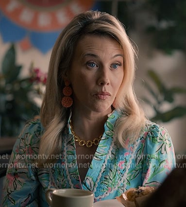 Kathy’s blue floral lace trim dress on Sweet Magnolias