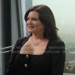 Katie’s black square-neckline jacket with gold buttons on The Bold and the Beautiful