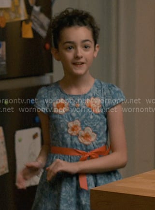 Katie’s blue floral dress on Sweet Magnolias