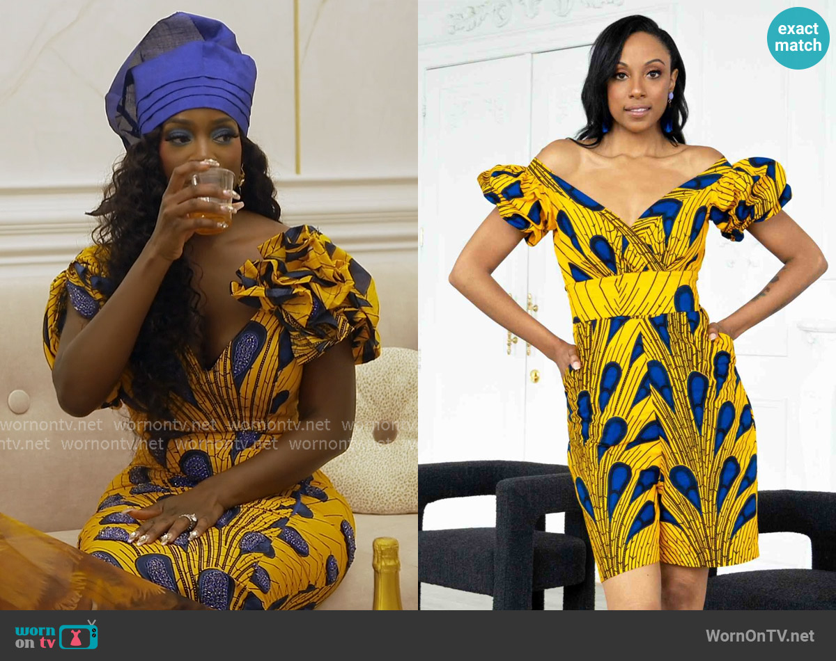 Kejeo Designs BULB African Print Romper worn by Shamea Morton Mwangi on The Real Housewives of Atlanta