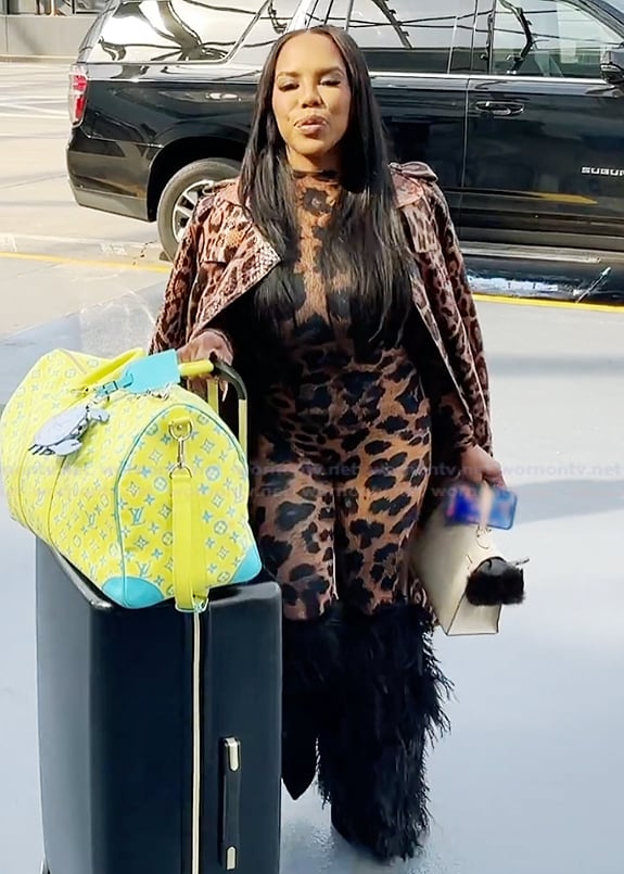 Kelli’s leopard mesh jumpsuit on The Real Housewives of Atlanta