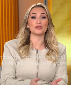 Kelly O’Grady’s beige zip up jacket on CBS Mornings