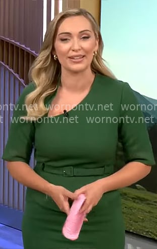 Kelly O’Grady’s green peplum dress on CBS Mornings