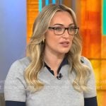 Kelly O’Grady’s grey short sleeve v-neck sweater on CBS Mornings
