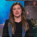 Kelly’s black denim trim blazer on The Kelly Clarkson Show