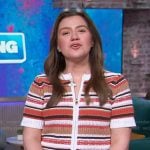 Kelly's denim striped jeans and top on The Kelly Clarkson Show