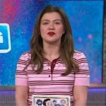 Kelly’s pink stripe polo on The Kelly Clarkson Show