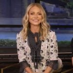 Kelly’s printed contrast ruffle dress on Live with Kelly and Mark