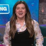 Kelly's printed shirt and vest on The Kelly Clarkson Show