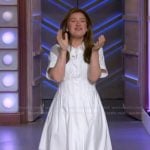 Kelly's white floral embroidered dress on The Kelly Clarkson Show