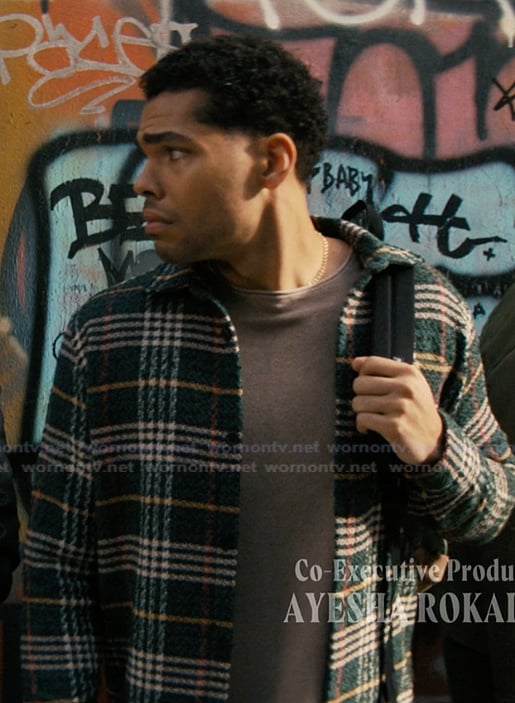 Kel’s green plaid jacket on Not Suitable For Work