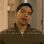 Kel's olive cable knit quarter zip sweater on Not Suitable For Work