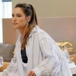 Kelsey’s white striped shirt on The Real Housewives of Rhode Island