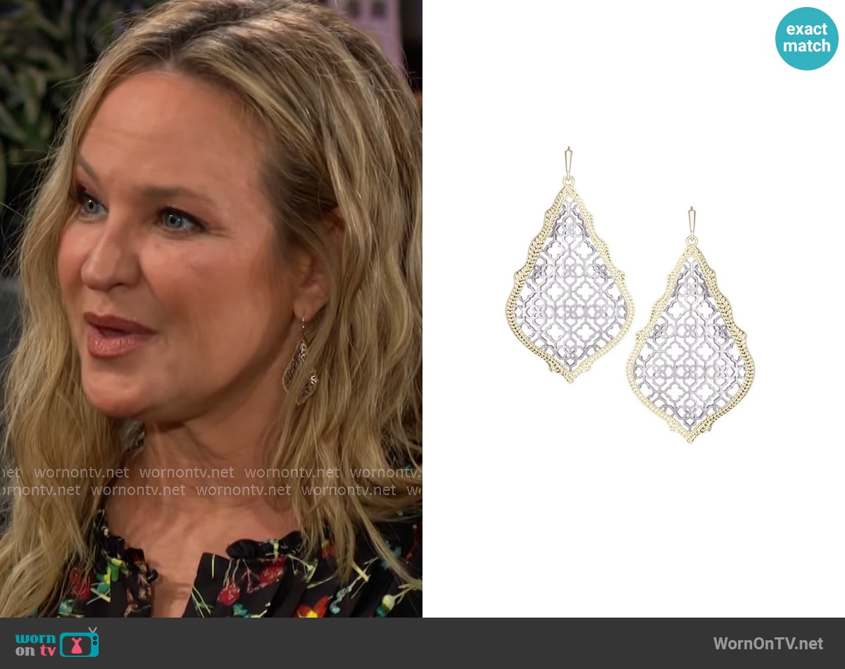 Kendra Scott Adair Mixed Metal Earrings worn by Sharon Newman (Sharon Case) on The Young and the Restless
