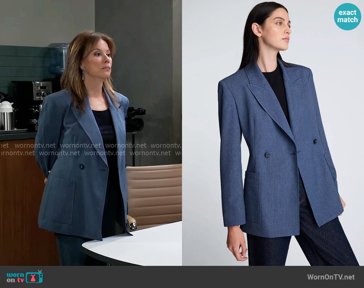 Kenneth Cole Textured Pinstriped Long-Sleeve Jacket worn by Alexis Davis (Nancy Lee Grahn) on General Hospital
