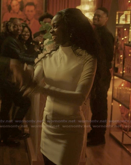 Kiesha’s white mini dress on The Chi