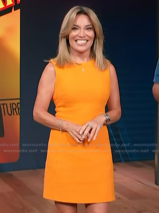 Kit’s orange textured sleeveless dress on Access Hollywood