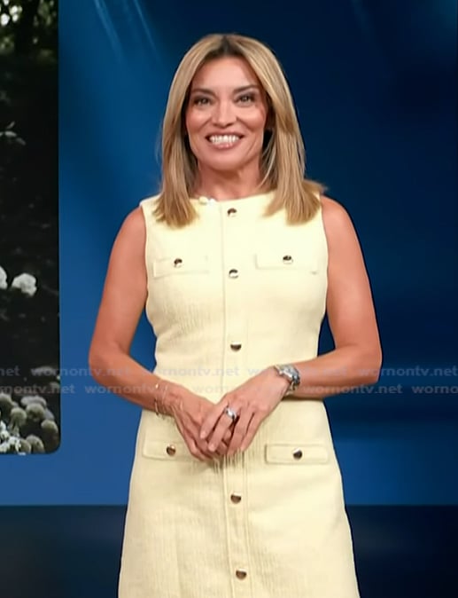 Kit’s yellow tweed dress on on Access Hollywood