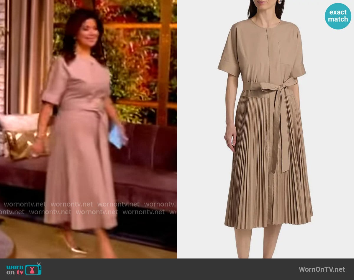 Kobi Halperin Loretta Cotton-Blend Tie-Waist Shirtdress worn by Ana Navarro on The View