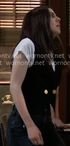 Kristina’s black vest with gold buttons on General Hospital