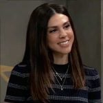 Kristina's navy striped rib knit top on General Hospital